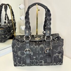 Coach Black and Gray Signature Satchel